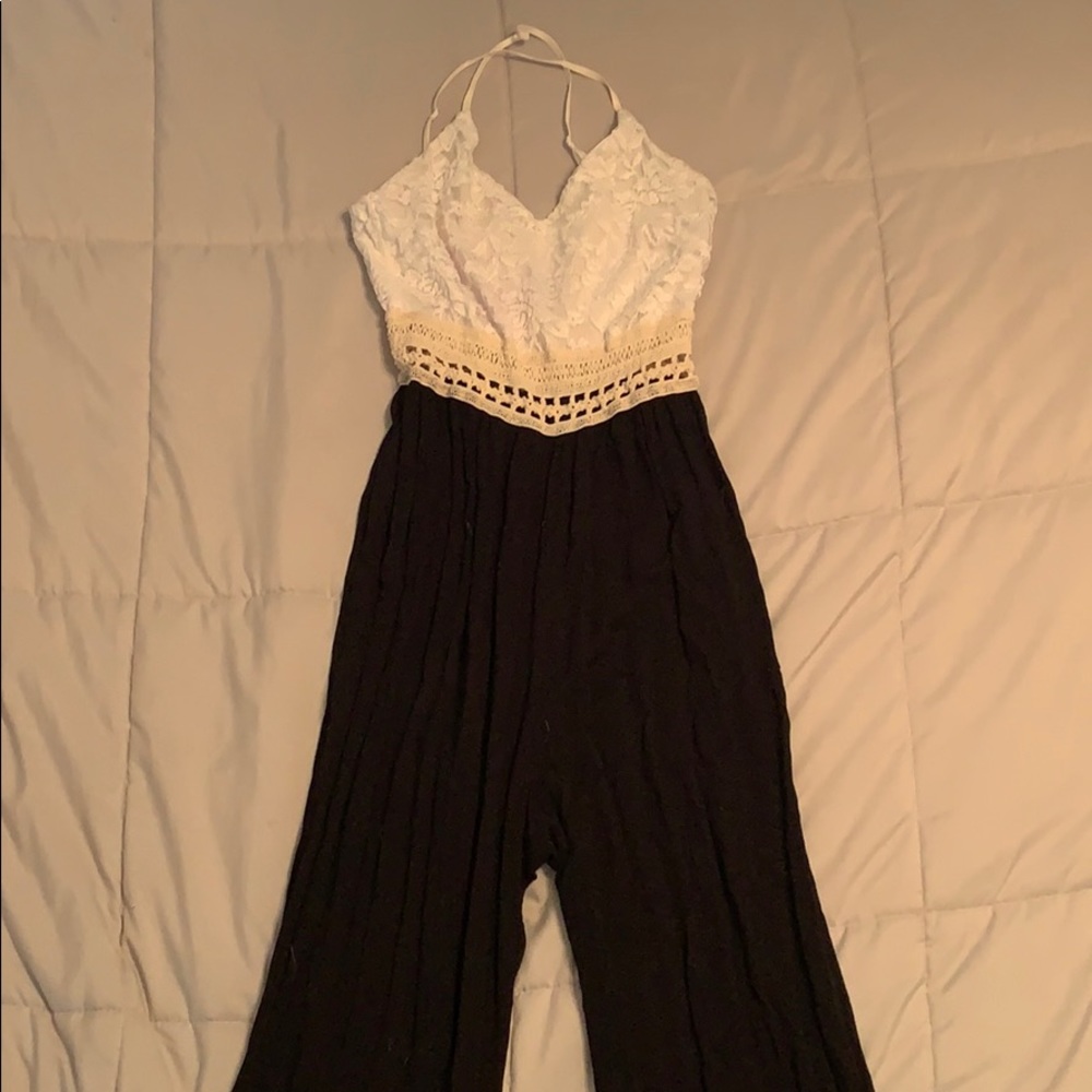 Lace white and black jumpsuit